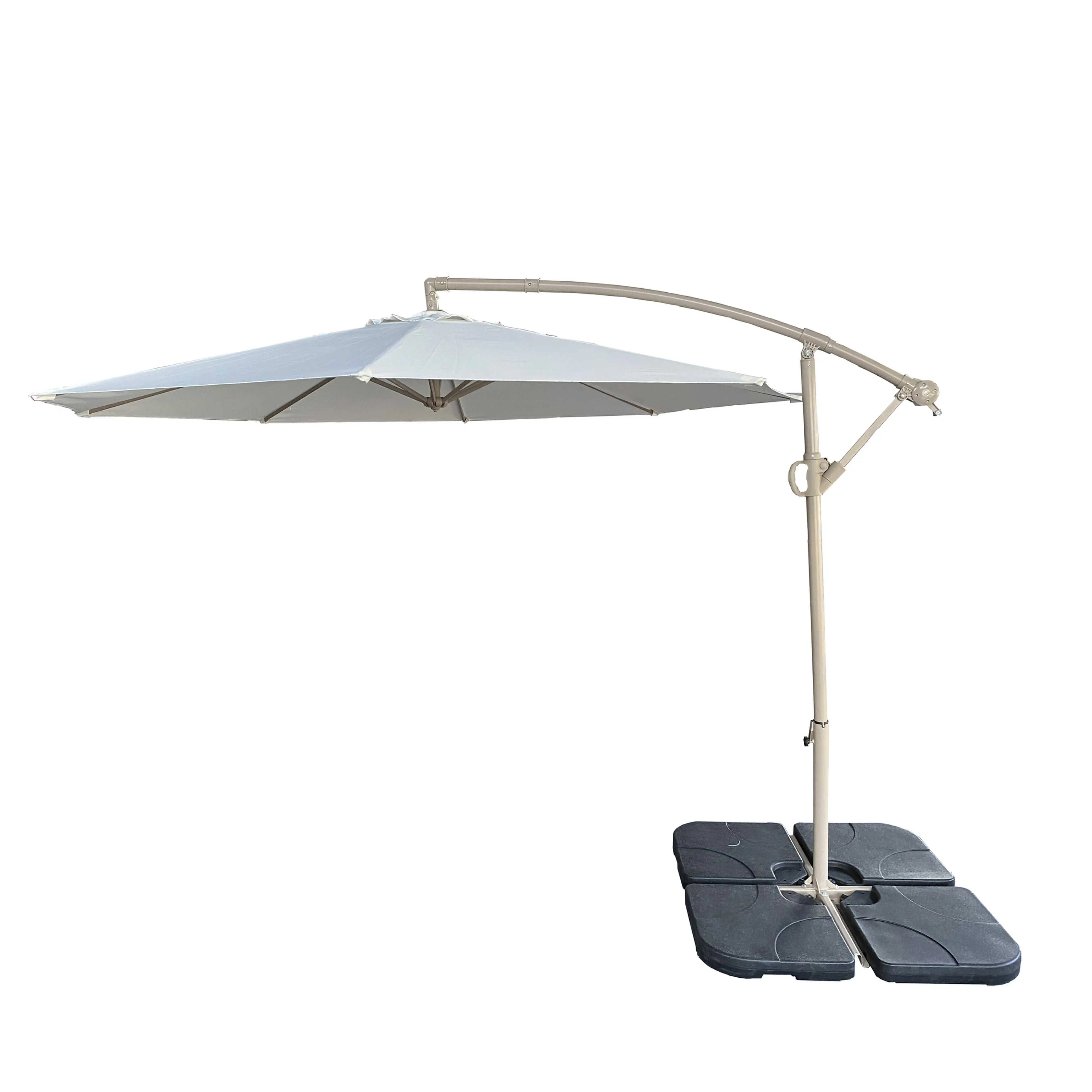 10ft Cantilever Hanging Patio Umbrella with Banana-Shaped Canopy, UV-Resistant Fabric, Aluminum Frame, Easy Crank and Tilt, Color Choices