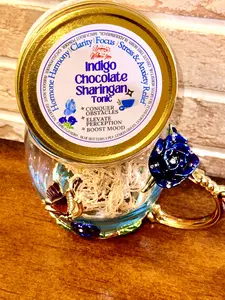 Indigo Chocolate Sharingan Tonic Tea {Stress & Anxiety Relief} Sea Moss, Bladderwrack, Herbs + Adaptogens for Mood Enhancement & Lymphatic Health