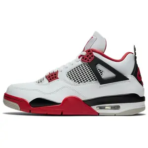 Jordan Air Jordan 4 Fire Red Lightweight Knit Mid-Top Retro Basketball Shoes Unisex
