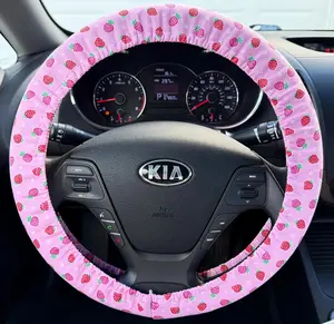 Strawberries on Pink Steering Wheel Cover