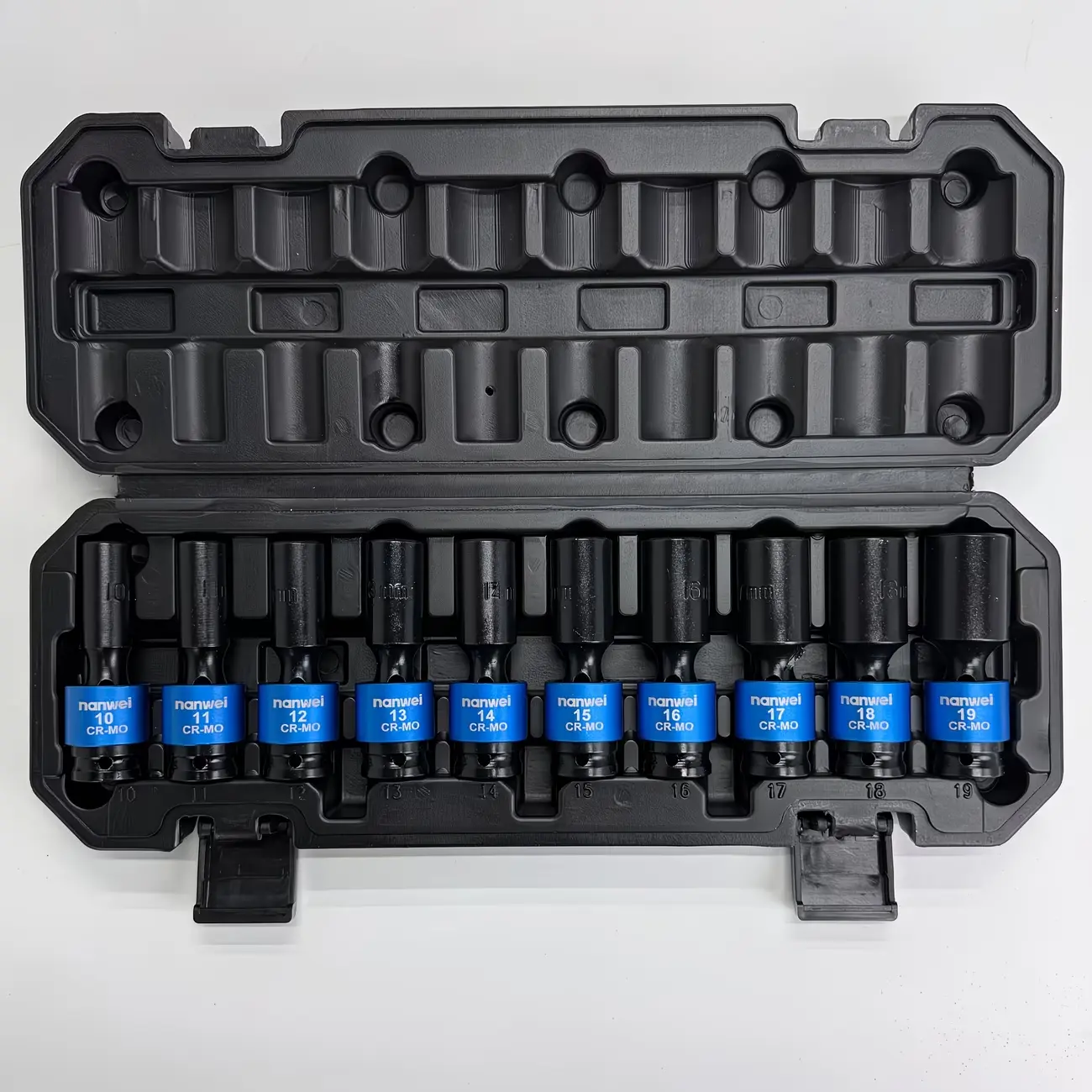 【summerfinds】Nanwei 10 PCS 3/8" Drive Standard Universal Impact Socket Set, 6 Point, CR-MO, Metric,10-19mm