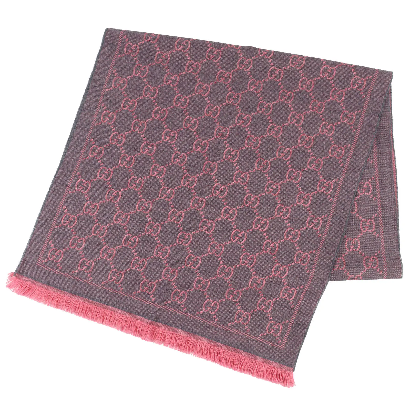 Pre-owned GUCCI Wool Small Leather Goods GG Scarf