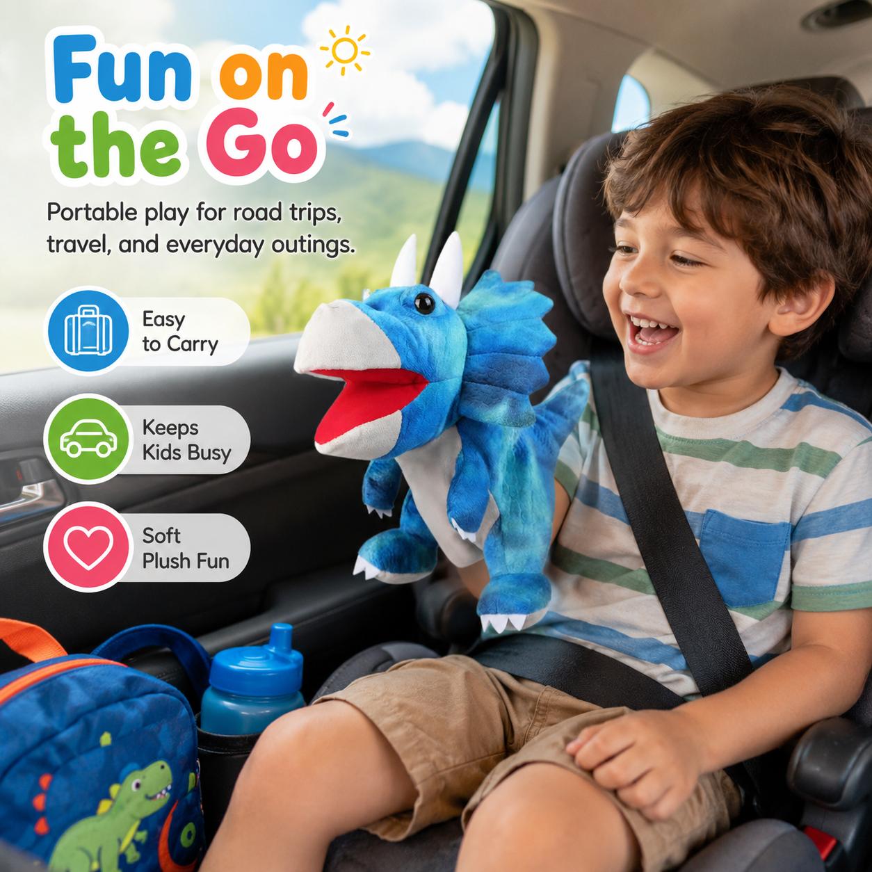 5 Styles Dinosaur Hand Puppet Soft Plush Dino Toy for Kids Storytelling, Role Play, Family Playtime and Classroom Activities