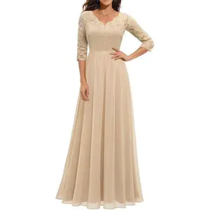 Lace long patchwork waist-tight noble dress double dress