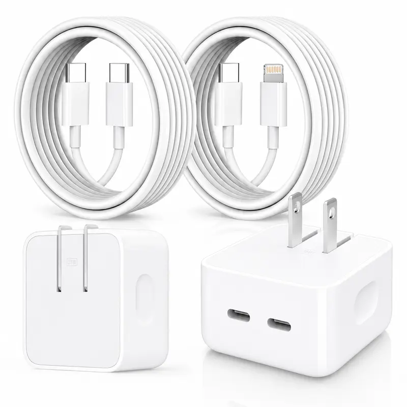 ARTCYBER 2-Pack 35W USB-C Power Adapters (Foldable US Port Plug Set) with 6.6FT USB-C to 8-Pin Cable for iPhone/iPad, Mobile Charging Compatible Cellphones & Tablets