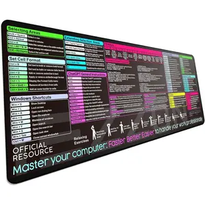 Excel Shortcut   Pad|Excel Cheat Sheet Desk Pad - Large XL Cheat Sheet Gaming  pad | PC Office Spreadsheet Keyboard Mat | Non-Slip Stitched  (Black)