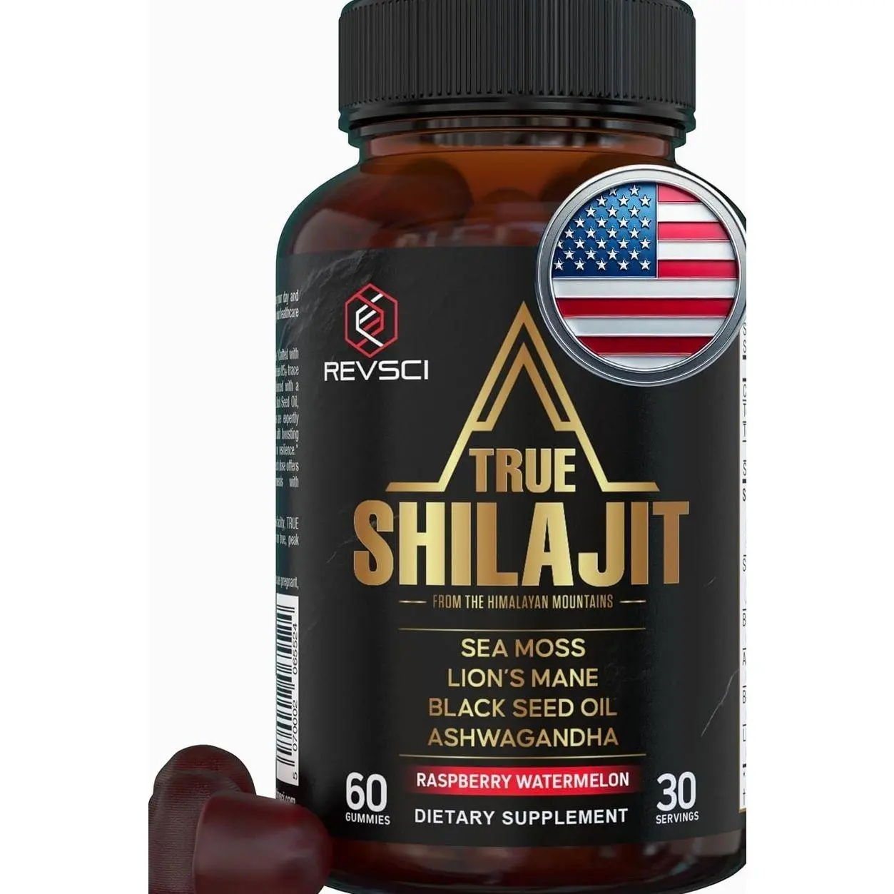 Himalayan Natural Shilajit Gummies for Men – Made in USA, True Gold Pure Himalayan Shilajit for Men Gummies, Energy & Focus Support with Ashwagandha & Sea Moss, Vegan, 60 Count