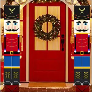 Jolik Christmas Nutcracker Banner Decorations Outdoor - 6.2Ft Solider Nutcracker Christmas Banner for Front Door Yard Porch Garden Indoor Kids Party Jolik