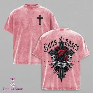 Dark Gothic Skull Cross Rose Graphic Tee Vintage Washed Oversized Streetwear Skeleton Shirt Unisex Gothic Fashion