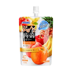 ORIHIRO Konjac Jelly Drink - Summer Fruit Flavors, 130g Pouch - Refreshing & Healthy Snack, Perfect for Kids & Adults