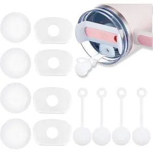 Spill Proof Stopper for  Cup 2.0 40oz/30oz Tumbler Leakproof Spill Stopper Set - 4 Straw Cover Sets, 4 Square Spill Stoppers,4 Round Leak Stoppers (12 PCS transparent)