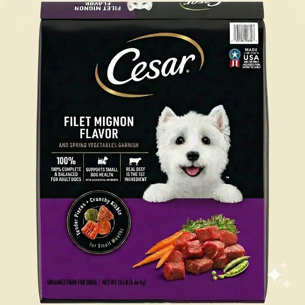 Cesar Small Breed Dry Dog Food Filet Mignon 12 lb Bag Real Beef First Ingredient 26 Nutrients Small Dog Dry Kibble