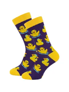Cute Duck Water Play Mid-Calf Socks, Playful Everyday Socks, Unisex Duck Print, Soft Sweat-Absorbent, Versatile Casual Wear, Cute Textured Socks, Perfect for Students