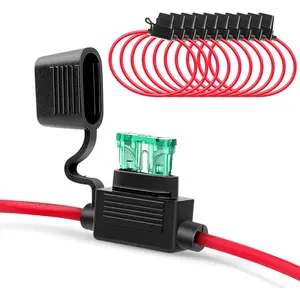 10 Pack Inline Holder 14AWG Wiring Harness ATC/ATO 30AMP Blade Automotive Fuse Holder-10, 2 Years Warranty