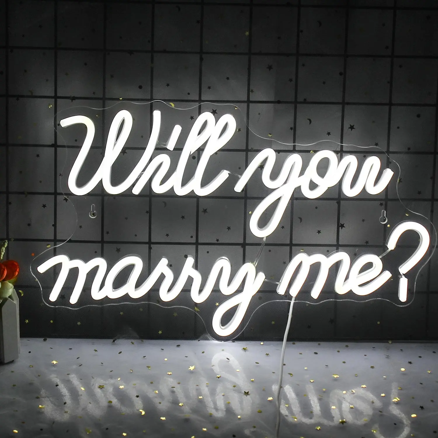 Will You Marry Me Neon Sign, USB Plug LED Luminous Wall Hanging Neon Light, Home Decor Lighting, Atmosphere Lighting, Modern Mood Lighting for Home, Proposal, Engagement, Wedding Scene, Decorative Neon Sign, Led Neon Lights