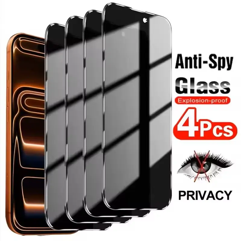 4PCS Privacy Tempered Glass Screen Protector, Protective Accessories, Smartphone For Samsung Galaxy A17 A07 A03 A04 A04E A13 A14 A23 A34 A04S A54 A05 A05S A25 A35 A15 A24 A55 Anti-Scratch, Anti-Fingerprint