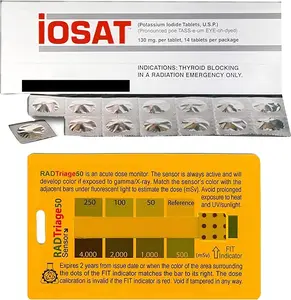 Bundle of 1 RADTriage Radiation Detector and 1 Pack of IOSAT Potassium Iodide Tablets USP, 130mg Iodine Tablets (14 Tablets/Pack)