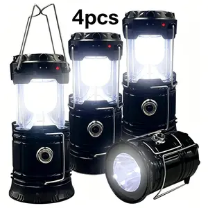 4-Pack Solar Camping Lantern, Collapsible LED Solar USB Rechargeable Lantern Flashlight Emergency Hanging Lights for Camping Hurricanes Power Outages Indoor Outdoor
