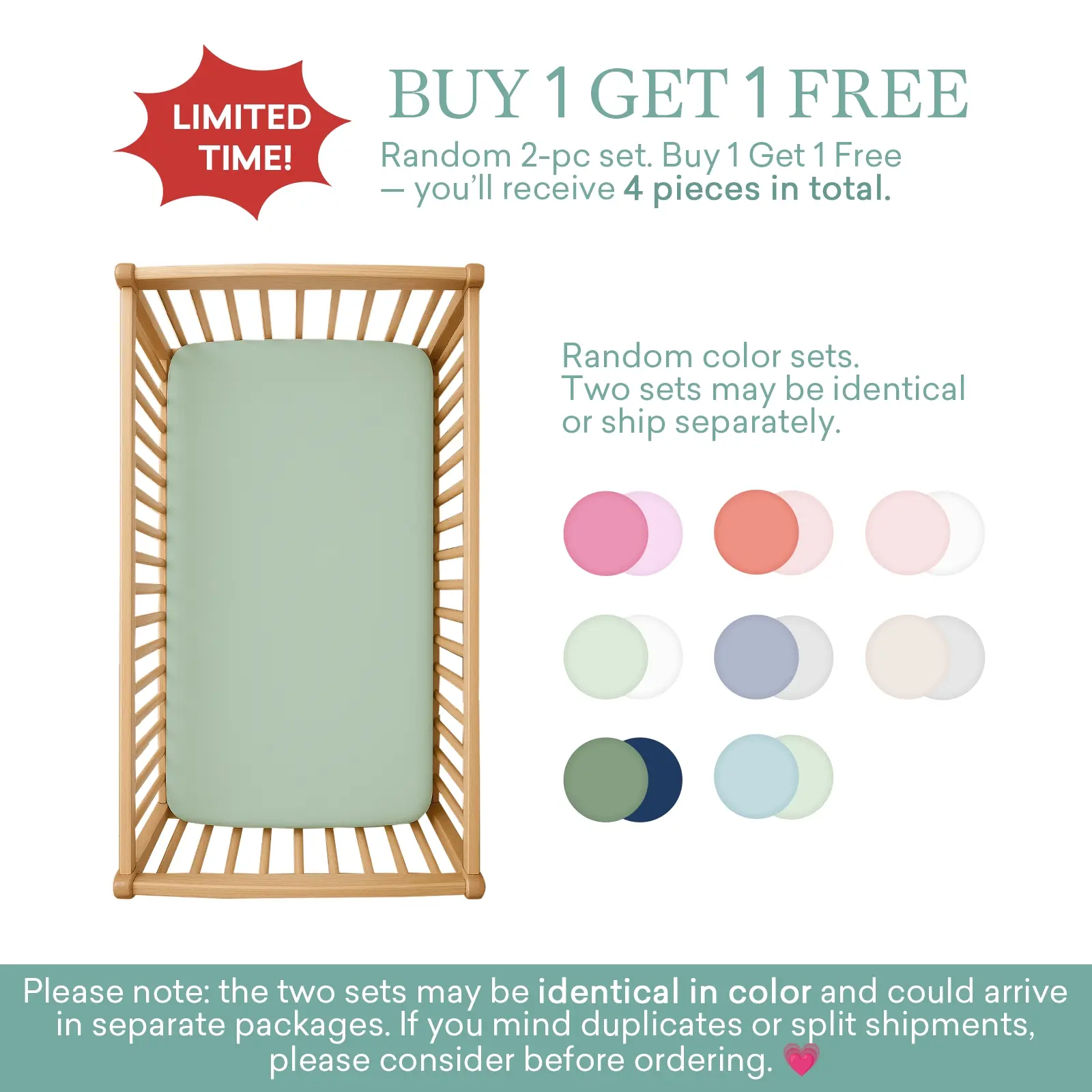 4-Pack Pack N Play Sheets（Maybe identical Color）