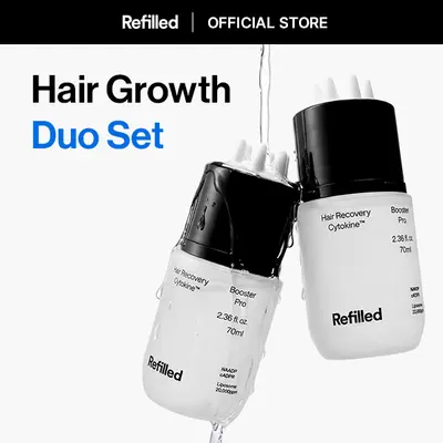 [Duo Set] Refilled cADPR Booster Pro Intensive Hair Growth Serum | Hair Density & Strengthening Care for Thin & Weak Hair | Deep Scalp Care with Built-In Scalp Massager | Cytokine, Biotin for Sensitive Scalp