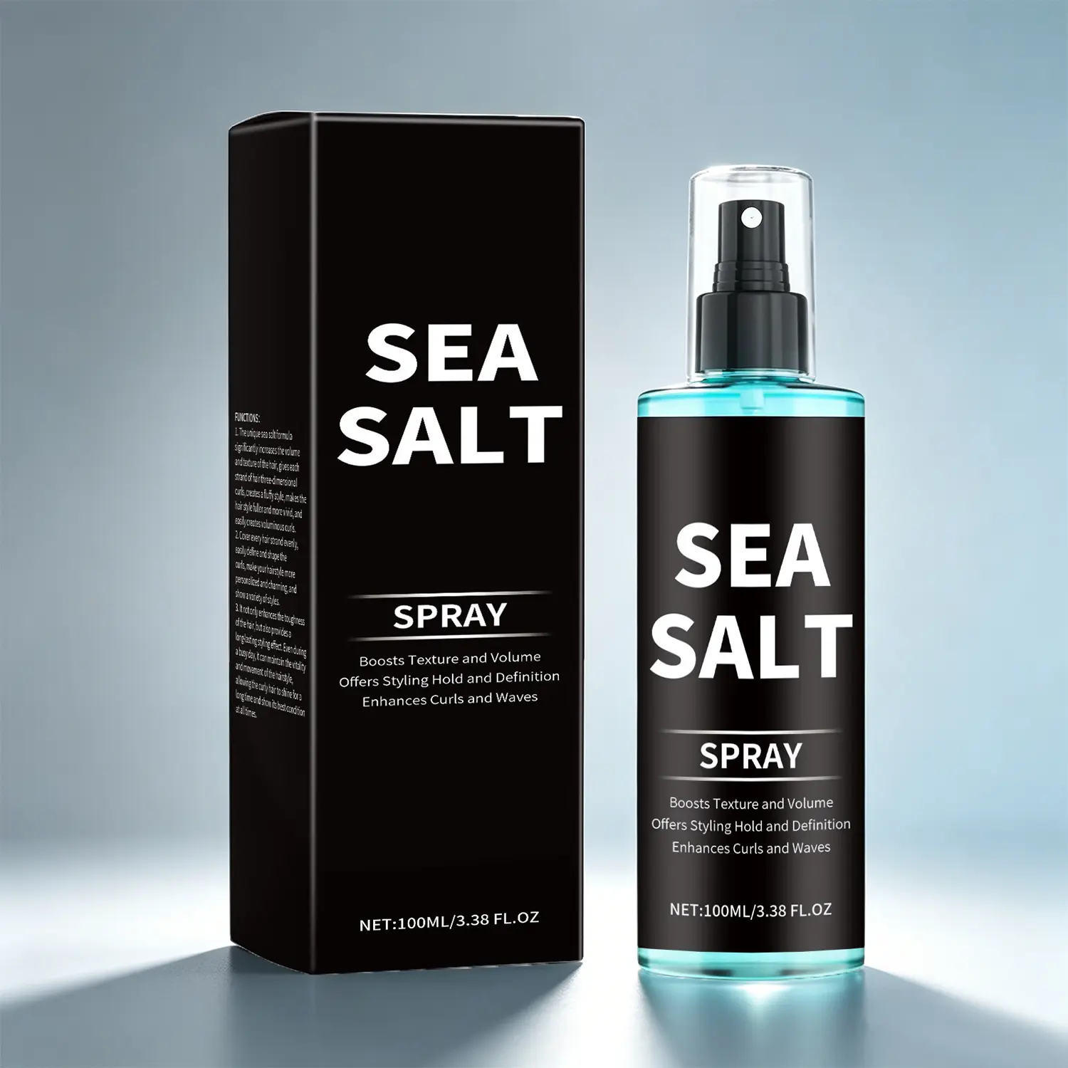 Sea Salt Spray for Texture & Volume, Long-Lasting Curl Styling Mist for Men, Creates Beachy Waves for Wavy or Curly Hair, Lightweight Non-Sticky Formula, 100ml, Hair Products