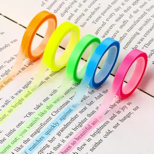 5 Rolls Highlighter Tape Colored Transparent Marking Sticker Removable Fluorescent Neon Tape Annotation Supplies for Teachers Students Reading Home Office (0.23inch X 16ft)