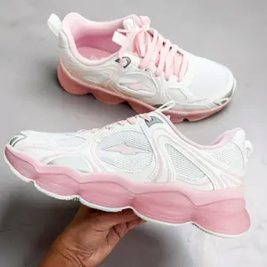 Avia Women's Bubble Bottom Sneakers in Pink and White with Comfortable Design