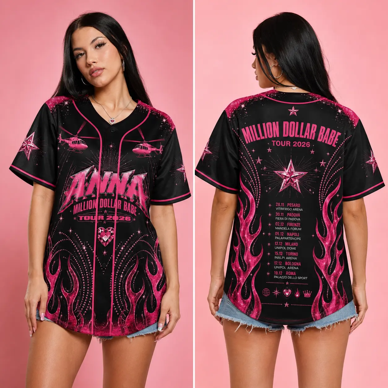 Million Dollar Babe Tour 2026 Baseball Jersey, Anna Concert Jersey, Unisex Graphic Button Up Shirt, Concert Outfit, Fan Gift