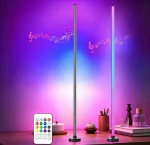 Smart RGBIC LED Floor Lamp with App & Voice Control, Music Sync Color Changing Standing Light, 16 Million Colors DIY Ambient Lighting for Living Room Bedroom Gaming Room Decor
