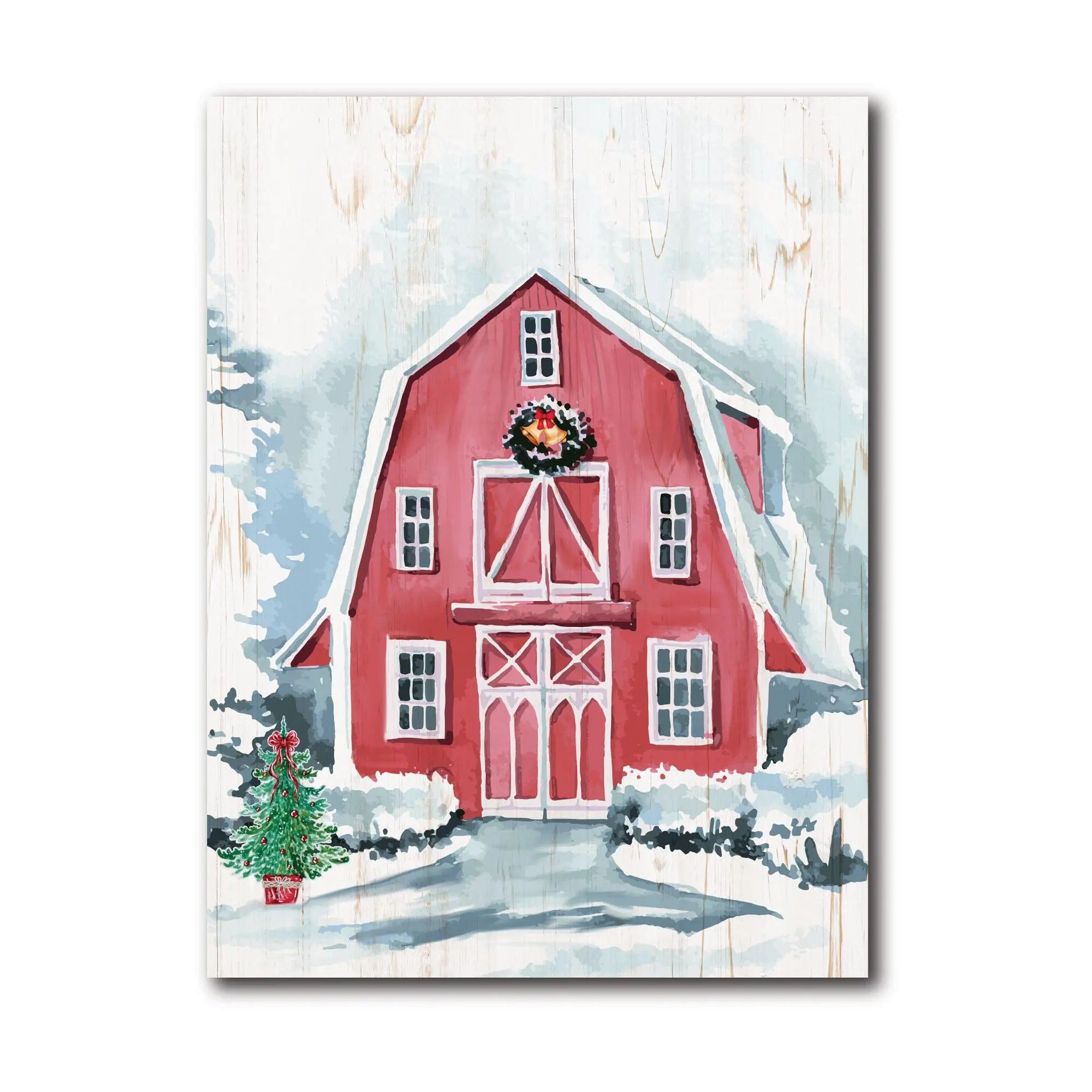 Courtside Market Merry Christmas Barn 12x18 Can vas Wall Art