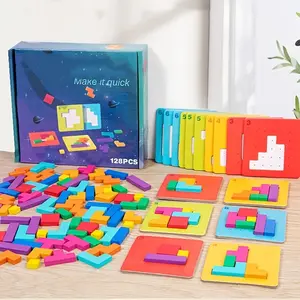 Wooden Puzzle Set for Kids, 108pcs Shapes & 20 Challenge Cards, Shape Recognition Puzzles, Montessori Spatial Awareness Toy, Birthday Gift for Boys & Girls