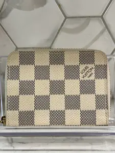 Pre-owned Canvas Small Leather Goods Louis Vuitton Zippy Coin Purse Damier Azur 57002