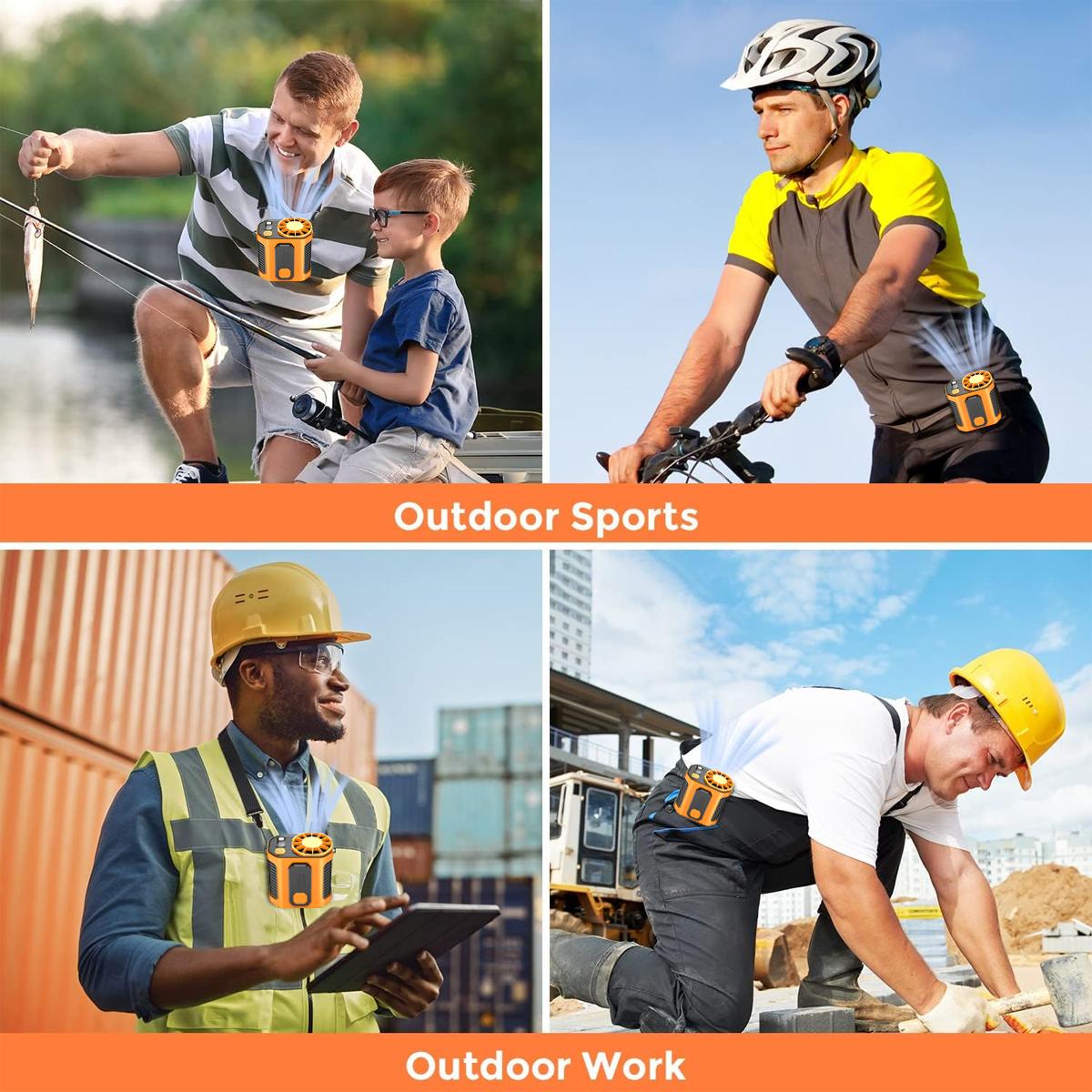 Portable Fan Rechargeable Power Bank Strong Lighting design Hands-Free Wearable Neck & Belt Clip Strong Airflow Intelligent Display For Outdoor Hiking Camping Portable Fan Rechargeable Power Bank Strong Lighting design Hands-Free Wearable Neck & Belt Clip Strong Airflow Intelligent Display For Outdoor Hiking Camping