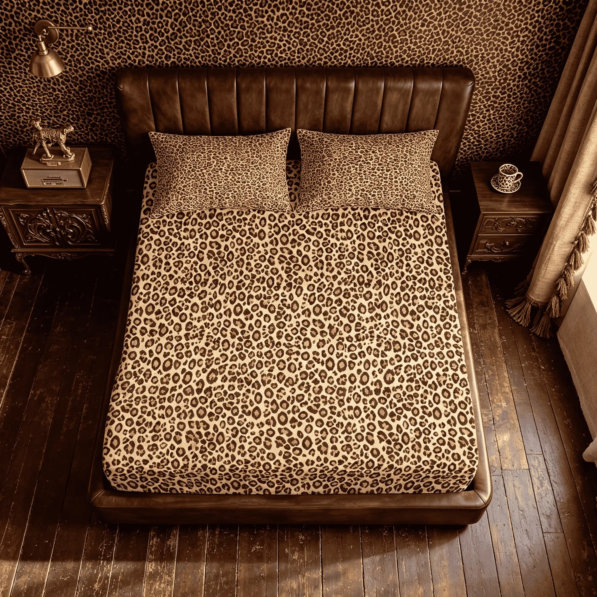 3‑Piece Leopard Print Fitted Sheet Set, No Pillow Insert, Vintage Wild Animal‑Style Deep Pocket Soft Bedding Bed Linens Bedsheets, Ideal for Bedroom, Dormitory, Hotel & Home Decoration, Perfect for Gifting