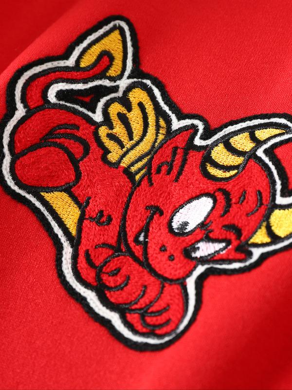 Vintage Street Style Embroidered Baseball Jacket, Redmi Patch Devil Angel Badge, Casual Fitted Varsity Jacket, Fall & Winter Fashion