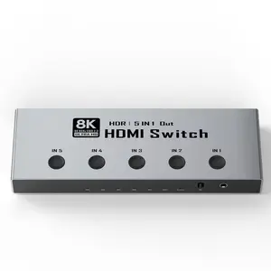 8K60Hz HDMI 5 In 1 Out Switcher 5X1 Ultra HD 4K 240Hz Remote Control Supported Device