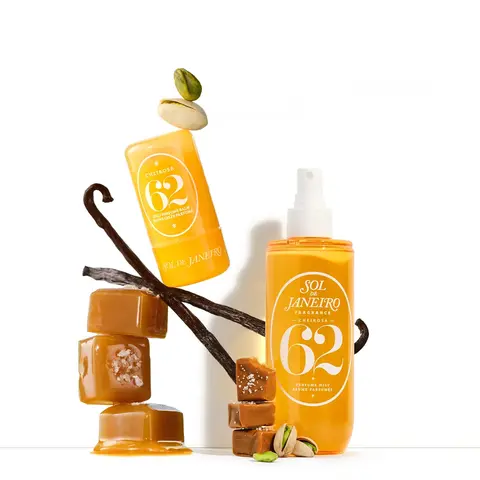Sol de Janeiro Cheirosa 62 Cosmetic Gift Set - 90ml Alcohol-Free Translucent Jelly Perfume Balm + Mist (Stick+Spray), Adults' Women's Perfumes with Pistachio, Salted Caramel, Vanilla, Sandalwood Scents