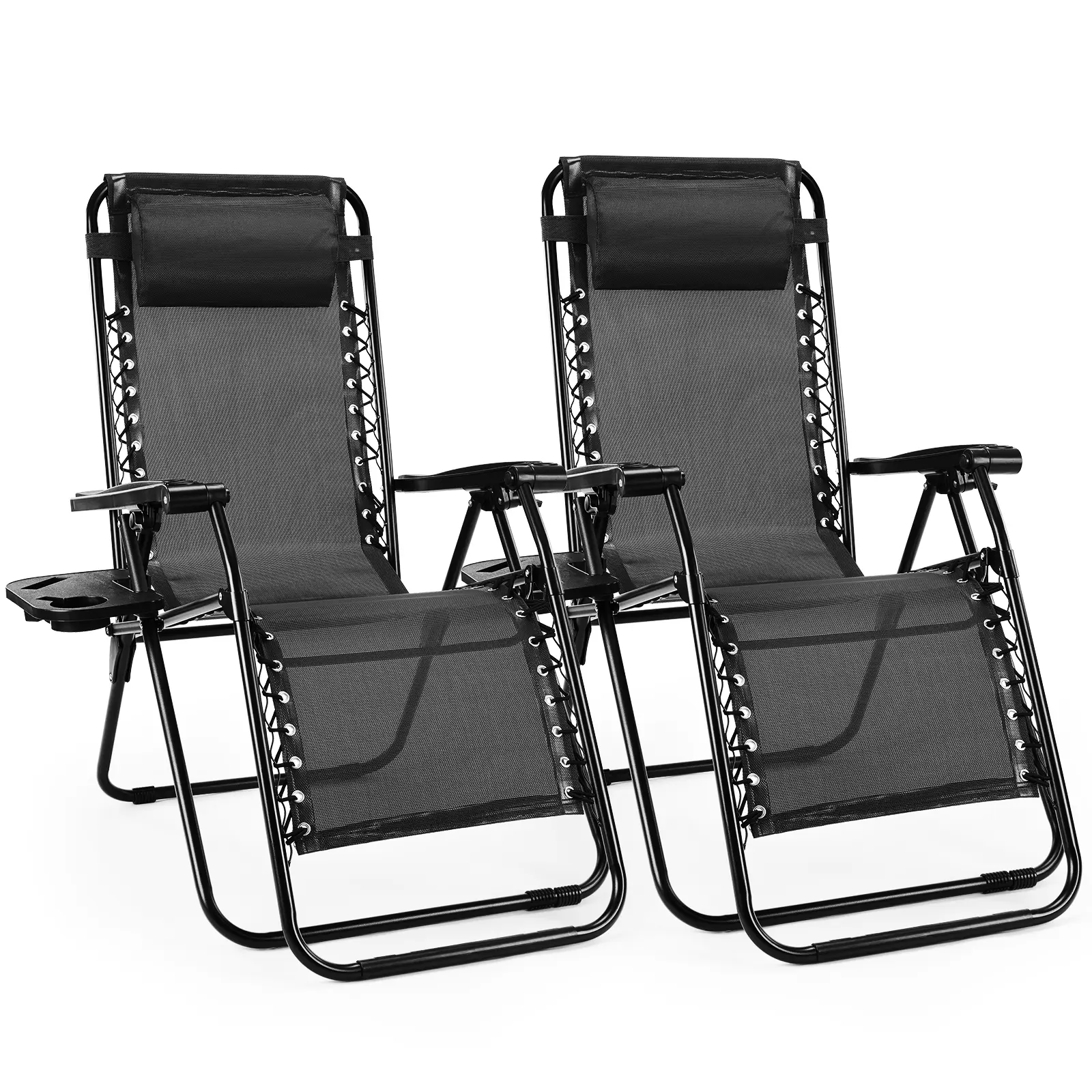 Zero Gravity Chairs, Set of 2 Portable Recliner Beach Camping Patio Outdoor Folding Lounge Chair  for Poolside, Garden, Backyard, Lawn