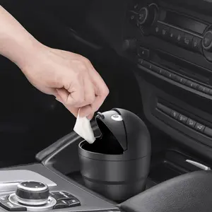 car bracket Car Trash Can with Swing Lid - Leakproof Auto Organizer, Compact Cute design, Spill-Proof Vehicle Trash Bin for Cars, SUVs, Trucks - Heavy-Duty Construction & One-Handed Opening, Onboard Waste Container, Easyopen Lid, Travel Ess