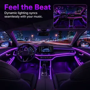 RAZEN Car Interior Neon Light Kit - Bluetooth APP Control, IP Waterproof, Quick Installation, DIY Customizable Ambient Stripes, Automotive Decorative Lighting Assembly