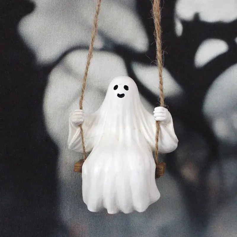 Ghost car accessories, swinging ghost decorations, resin figurines, car rearview mirror decorations, Halloween car decorations, Halloween DIY decorations