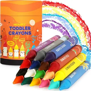 Jumbo Crayons - 18 Colors | Non Toxic and Washable | Easy To Hold for Toddlers 2-4 Years | Travel Size