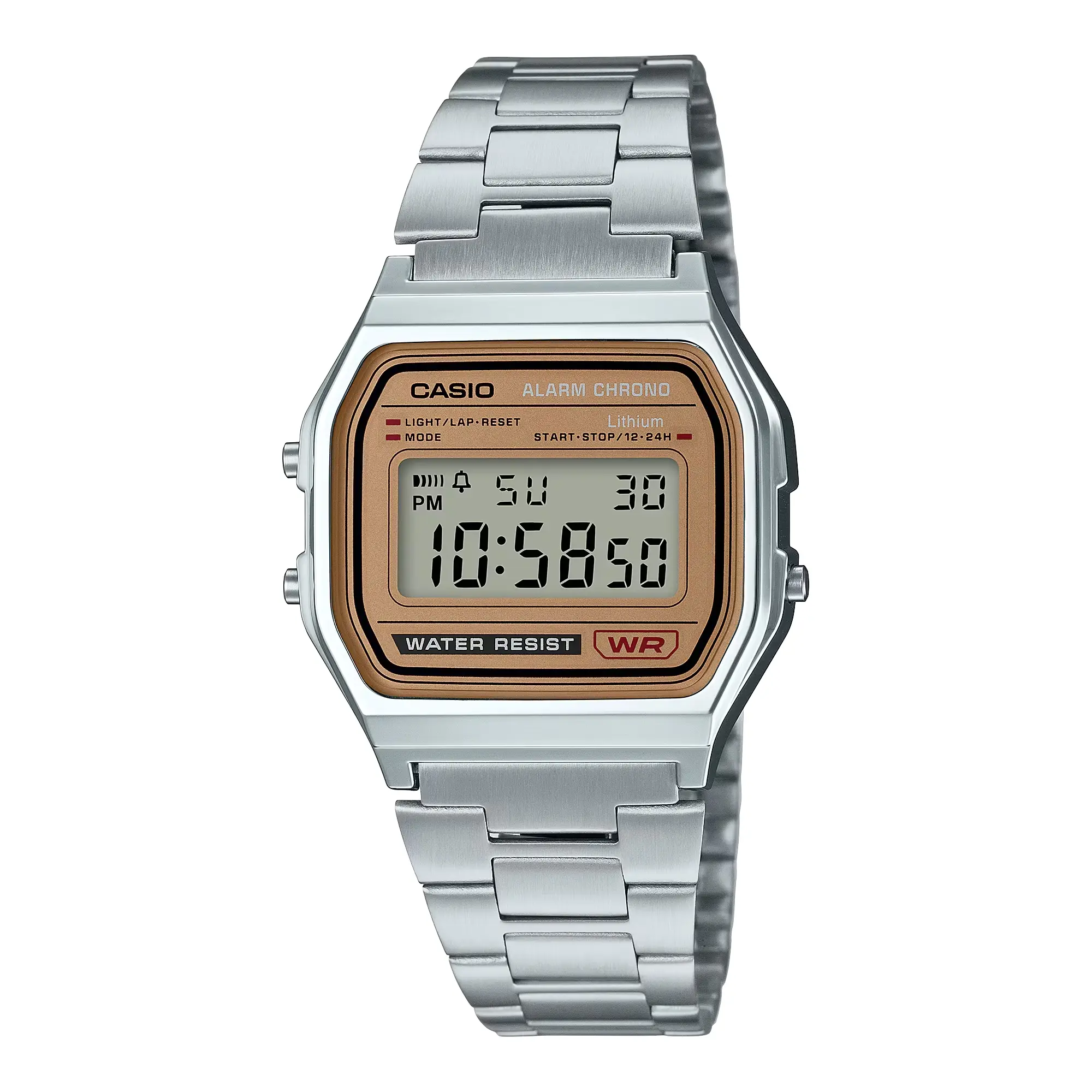 Casio Men’s Vintage Gold Dial Digital Stainless Steel Bracelet Watch - A158WEA-9CF