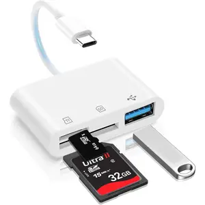 USB C SD Card Reader for  Adapter, 3-in-1 Memory Card Reader Dual Slots with USB Camera Adapter, Digital Camera Adapter  15/16/17, iPad, , MacBook Pro/Air, Android, Laptop