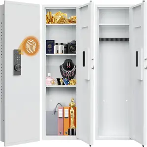 Spring Tok 53.15" Wall Safe Between the Studs with Biometric Fingerprint Hidden Feature, Dual Alarm System, 3 Adjustable Shelves & Silent Mode