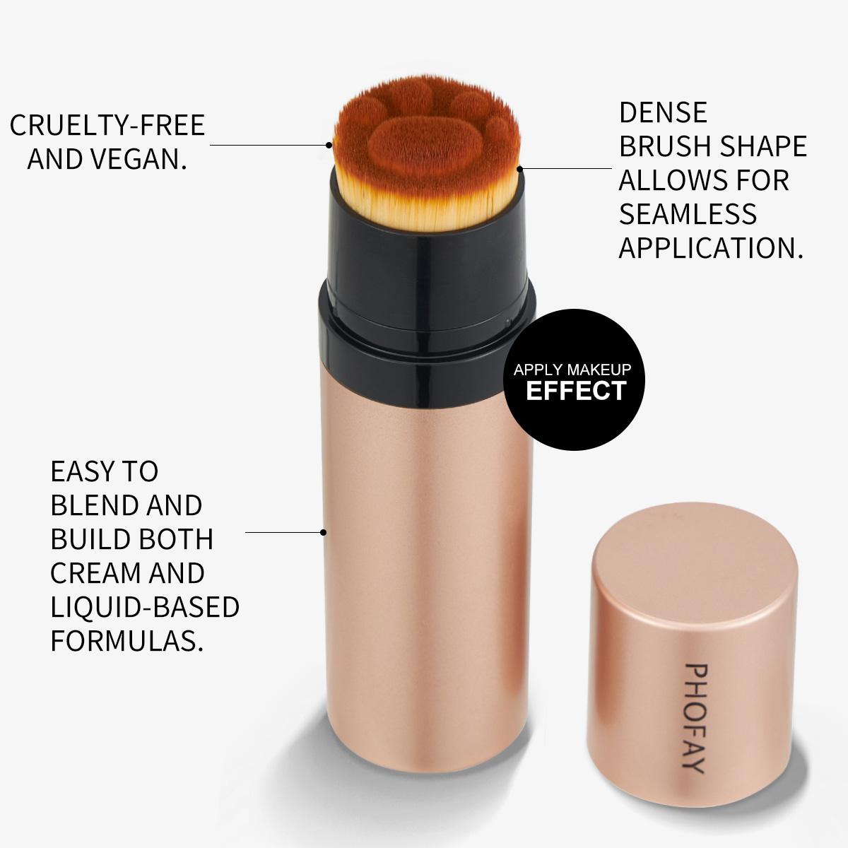 PHOFAY 2-in-1 Blush Highlighter Stick, Dense Brush Head for Flawless Application, Vegan Cream Blush for All Skin Types