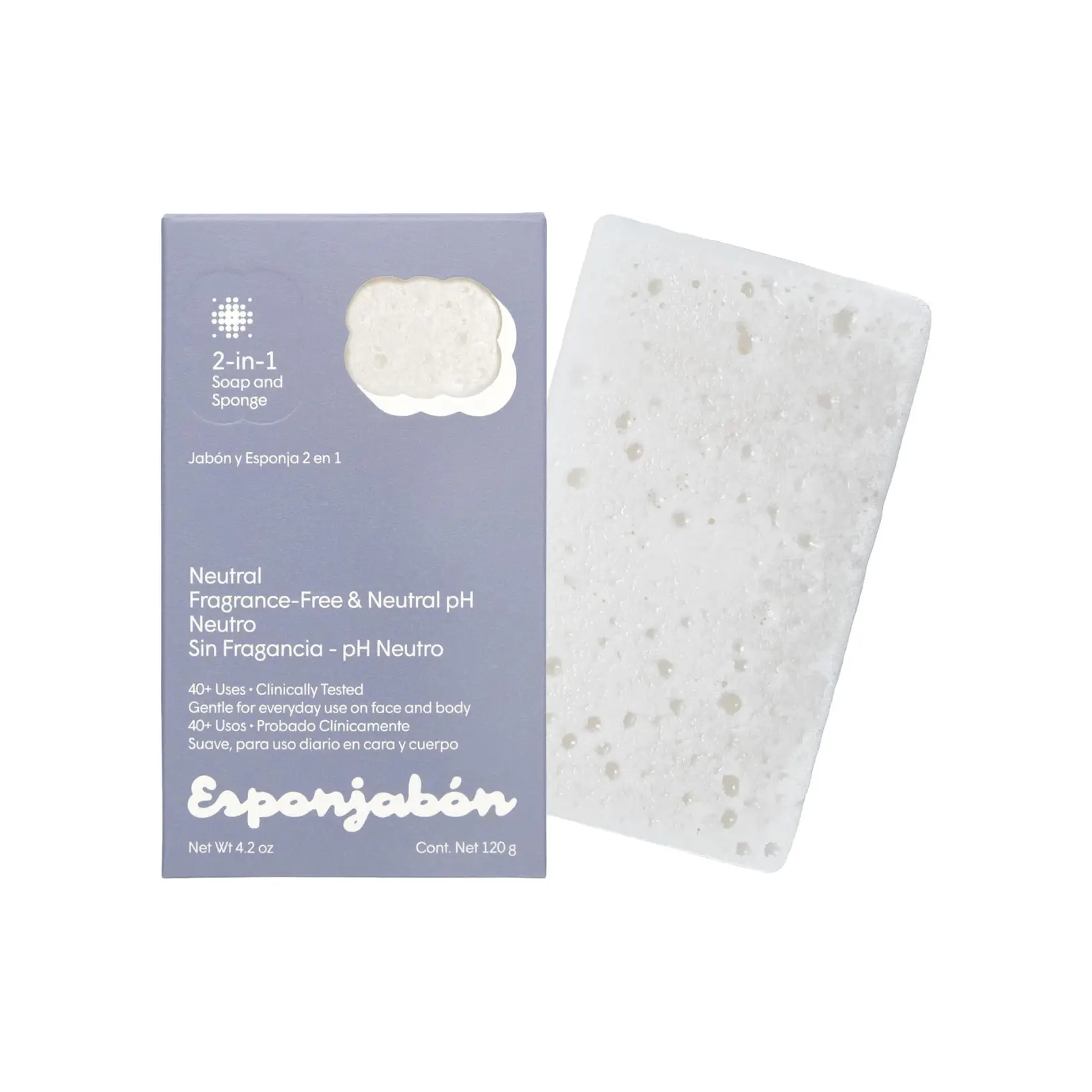 T.Taio Neutro 2-in-1 Bar Sponge Soap - Mother's Day Special, Gentle Exfoliating Face & Body Bar, Built-In Soap + Scrubber, Smooth Cleaning for Normal Skin Bath & Shower Care, Mother Of Pearl, Neutral, Sudsy Cleaning, Mild, Single, 60G