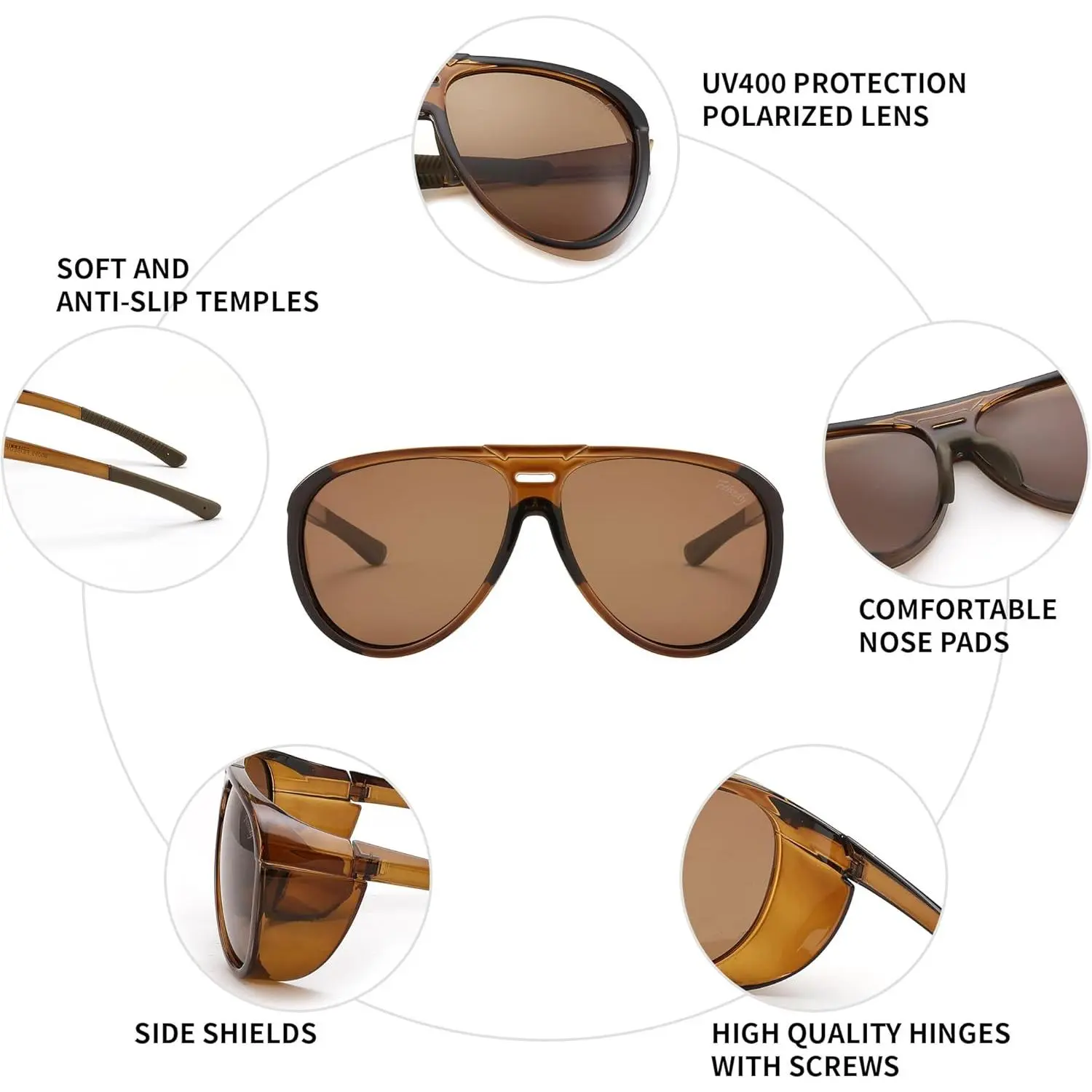 Polarized Aviator Sunglasses Oversized Round Steampunk Side Shield Goggles Retro Steampunk Polarized Sunglasses – Vintage Gothic Side  main image 2