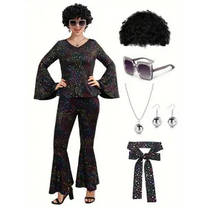 7pcs/set 70s 80s Disco Hip-hop Rock Opera Costumes Adult Women'S Halloween Stage Costumes