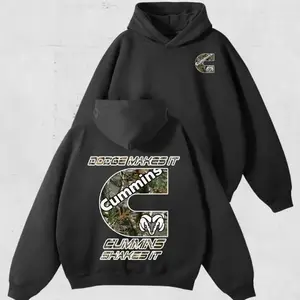Dodge Cummins Hoodie, “Dodge Makes It Cummins Shakes It” Camo Graphic Sweatshirt for Men and Women, Diesel Truck Lover Cotton Pullover Double-Layered Casual Hoodie